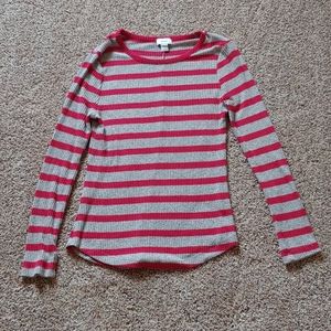 Pink and Gray Striped Sweater